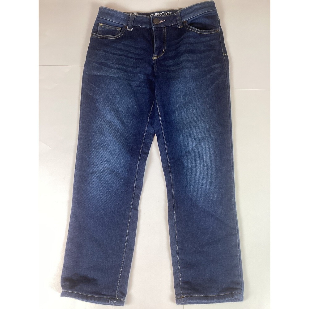 Cherokee Jeans Women Super Skinny Crop Size 16 Blue Dark Wash Stretch Denim